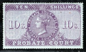 GB QV Revenue Stamp 10s Lilac PROBATE COURT High Value (1858) Mint MM GWHITE30