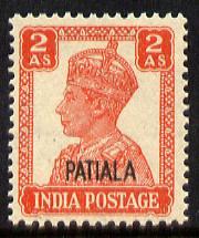 Indian States - Patiala 1941-46 KG6 2a vermilion unmounte...