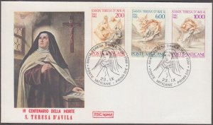 VATICAN Sc #710-2.1 FDC X 3 DIFF ST THERESA of AVILA, HAD a JEWISH GRANDMOTHER