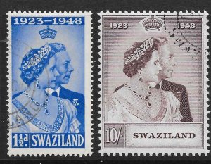 SWAZILAND SG46/7 1948 SILVER WEDDING SET USED (p)