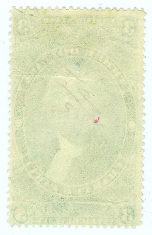 #R85c 1862 $ 3 CHARTER PARTYFIRST ISSUE REVENUE STAMP-USED-MANUSCRIPT CANCELL