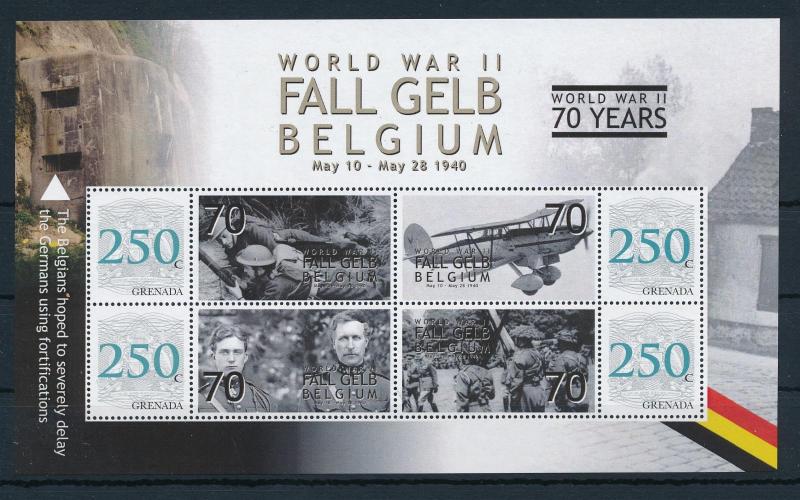 [81137] Grenada 2008 Second World war Fall Gelb Belgium Sheet MNH