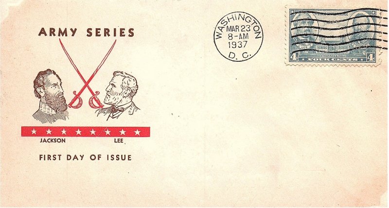 USA 1936-37 Scott 785-794 Complete set Army-Navy FDC scv $85.00