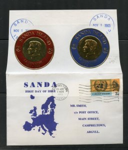 GREAT BRITAI  LOCAL SANDA ISLAND  J. F. KENNEDY GOLD FOIL SET OF TWO FDCS