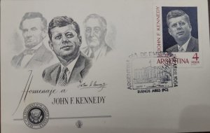 D)1964, ARGENTINA, FIRST DAY COVER, ISSUE, TRIBUTE TO THE PRESIDENT OF THE