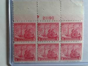 SCOTT # 736 MINT NEVER HINGED PLATE BLOCK OF 6 VERY NICE