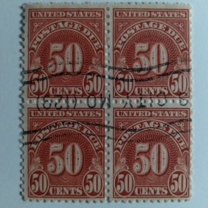 SCOTT #J86 USED 50 CENT UNITED STATES POSTAGE DUE BLOCK OF 4