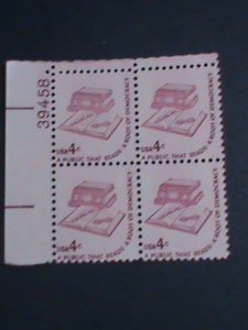 ​UNITED STATES-1977-SC#1585 BOOK & EYEGLASS- BLOCK OF 4 STAMPS-MNH -VERY FINE