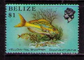 BELIZE Sc# 711a  MNH FVF Perf13.5 Tail Snapper Fish Reef