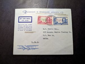 1935 British S Rhodesia Airmail First Flight Cover FFC Salisbury to Beira PEA