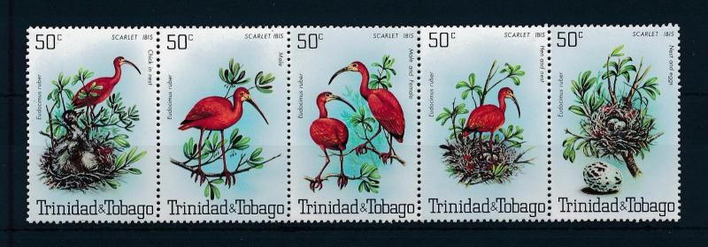 [52951] Trinidad et Tobago 1980 Birds Vögel Oiseaux Ucelli Ibis Strip of 5 MNH