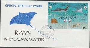 O) 1994 PALAU, FISH, RAYS, FDC XF