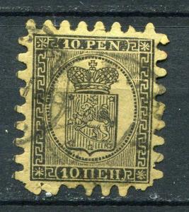 Finland/Russia 1866-74 Serpentine Roulette 10p black yellow Sc 8 FA 7 Used 2451