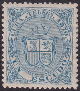 Cuba 1870 telégrafo Ed 9 telegraph MH*