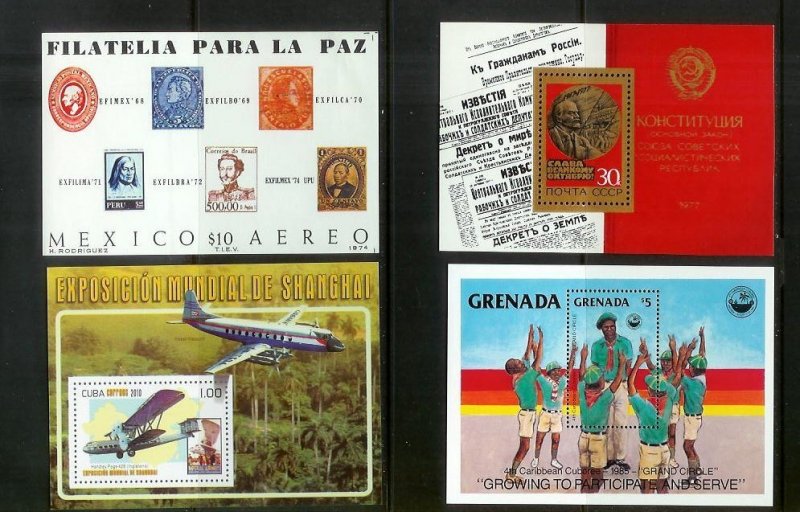 WORLDWIDE (190) Souvenir Sheets & Mini-Sheets ALL Mint Never Hinged