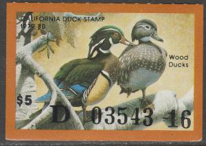 U.S.-CALIFORNIA 10, STATE DUCK HUNTING PERMIT STAMP. MINT, NH. VF