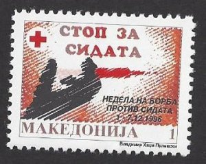 Macedonia #RA89 & 90 MNH set, single c/w SS, Red Cross Aids awareness