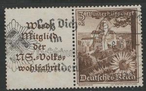 Germany Scott # B123, label A11.3, used, se-tenant, Mi # W135