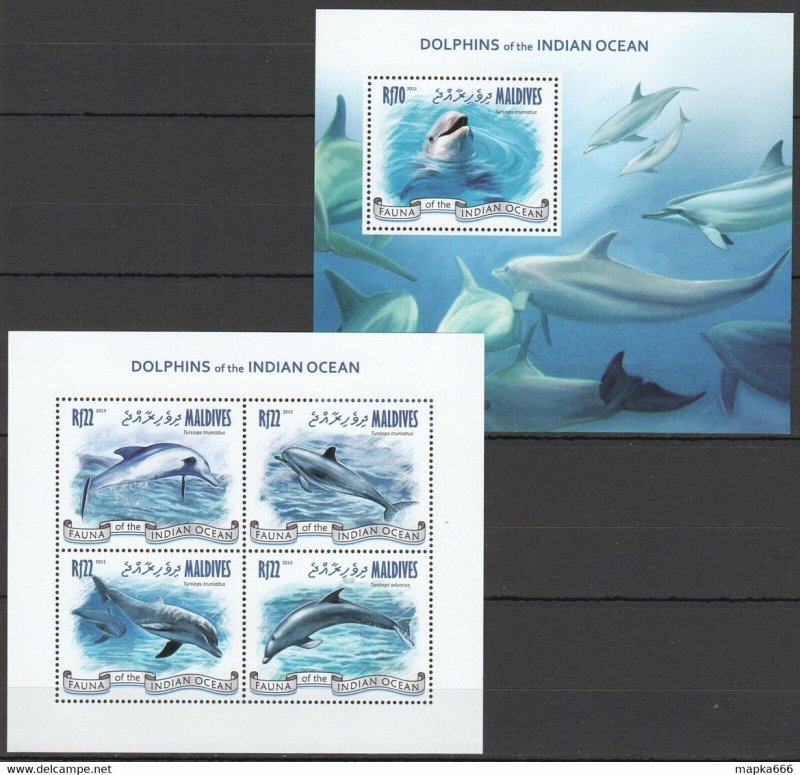 2013 Maldives Marine Life Dolphins Of The Indian Ocean Kb+Bl ** Ml625