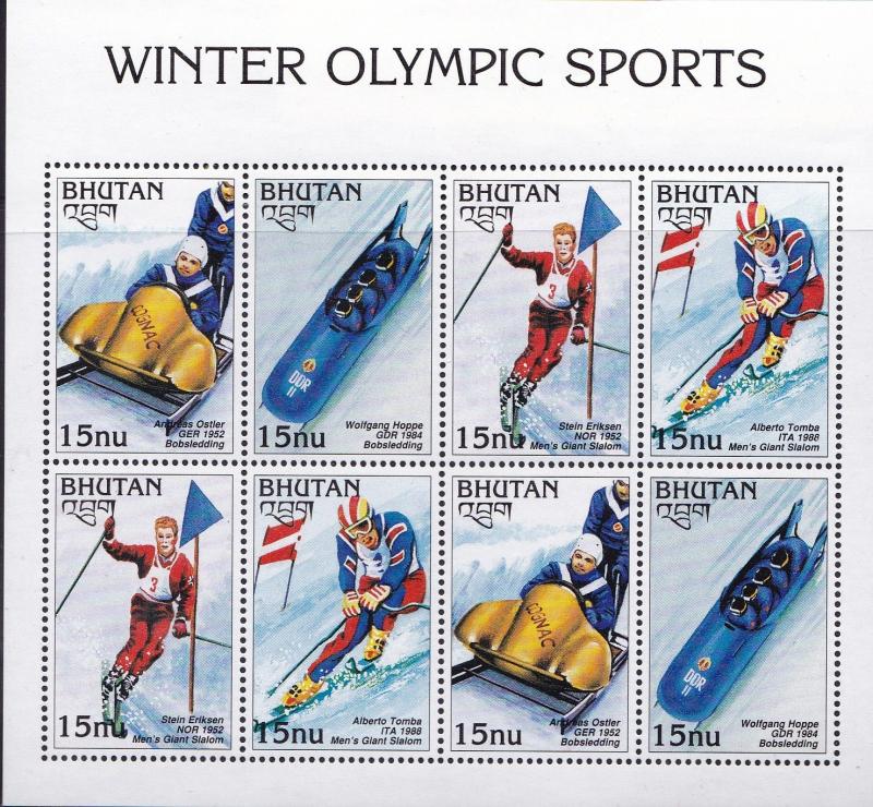 Bhutan 196 Nagano Winter Olympics Complete (4)+2 S/S.(2)+Shettlet (8) VF/NH