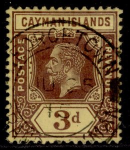 CAYMAN ISLANDS GV SG45b, 3d purple/lemon, VERY FINE USED. Cat £18. CDS