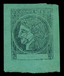 ARGENTINA 1864  CORRIENTES - Ceres - (3c) black, blue green  Scott # 4a used SUP