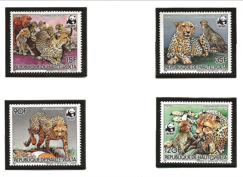 Burkina Faso Sc 654-7 NH issue of 1984 - Wild Life Cheetah WWF  