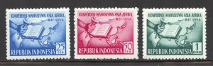 Indonesia Scott 421-23 Unused LHOG - 1956 Asia-Africa Student Conf. - SCV $7.15