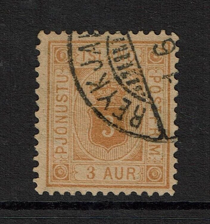 Iceland SC# O4, Used, heavy wmk, very small corner crease - S9962