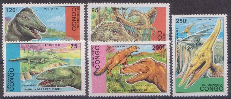 1993 Congo Brazzaville 1398-1402 Dinosaurs 13,00 €