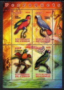 CONGO B. - 2013 - Parrots - Perf 4v Sheet - Mint Never Hinged