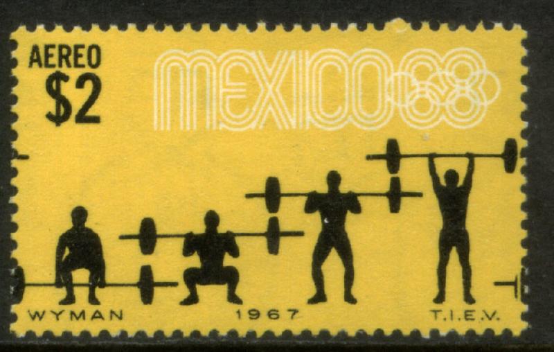 MEXICO C330, $2P Weightlifters 3rd Pre-Olympic Set 1967. MINT, NH. VF.