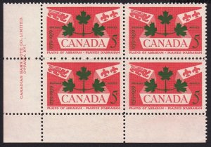 HISTORY = Battle * Plains * ABRAHAM = Canada 1959 #388 MNH LL Block of 4 Plate#1