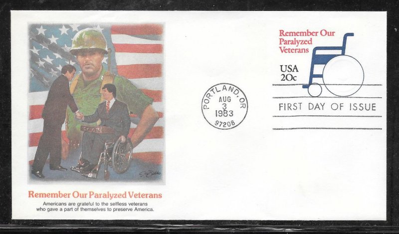 Just Fun Cover #U605 FDC Paralyzed Veterans Fleetwood CACHET (my4566)