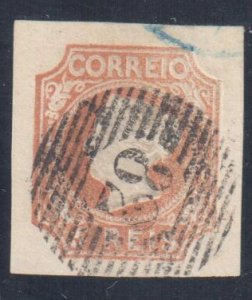 Portugal #1 used, 1853  5r Reddish Brown - Full margined single with clear grid