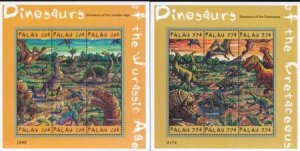 US 574-75 Trust Territories Palau NH VF Dinosaurs M/S