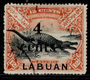 NORTH BORNEO - Labuan EDVII SG132a, 4c on 12c black & vermilion, FU. Cat £50.