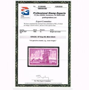 EXCEPTIONAL GENUINE SCOTT #1027 MINT PRISTINE OG NH PSE CERT GRADED XF-SUPERB-95