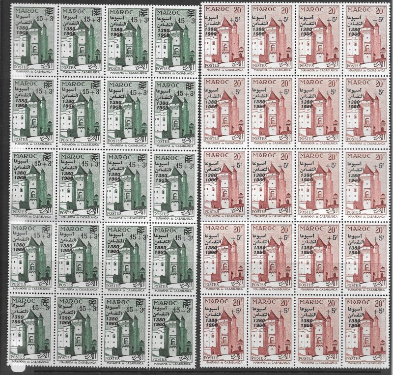 Morocco B1-5, B6-7 MNH cpl. sets x 13 and 20, vf see desc. 2019 CV$117.70