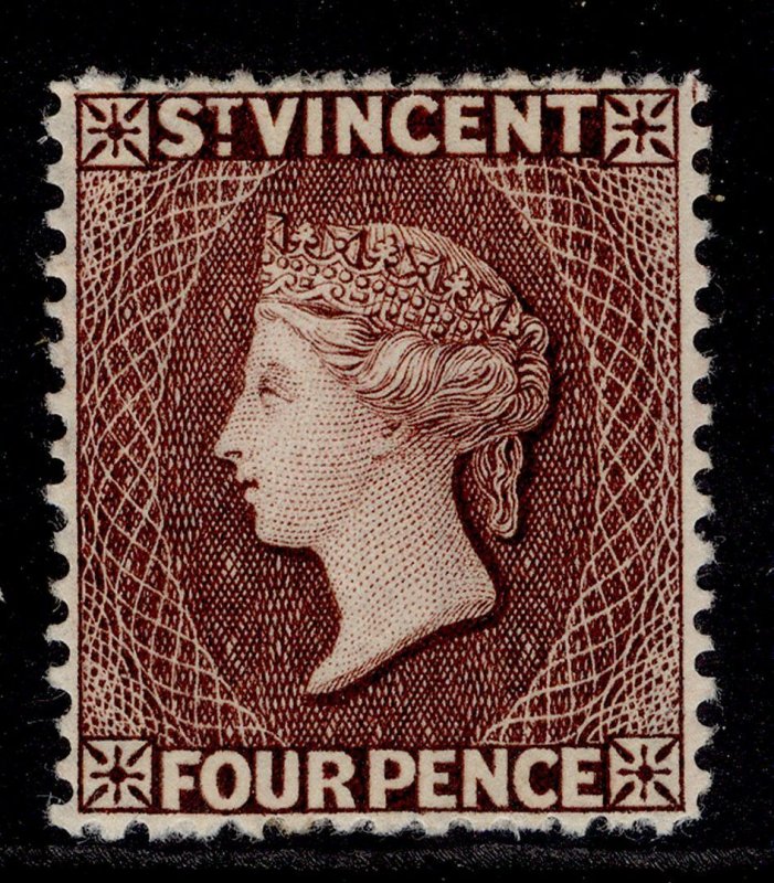 ST. VINCENT QV SG51a, 4d chocolate, M MINT. Cat £100.