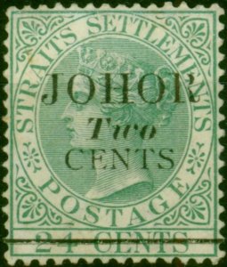 Johore 1891 2c on 24c Green SG17 Fine MM