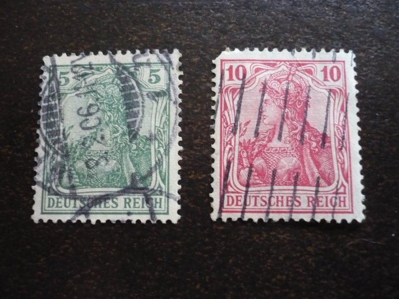 Stamps - Germany - Scott# 82, 83 - Used Partial Set of 2 Germania Stamps