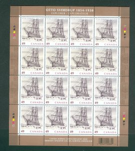 Canada. 2004. Sheet MNH. 16 Stamp. Otto Sverdrup 1854-1930. Ship Fram. Sc# 2026