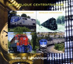 Central African Republic 2011 NORTH AMERICAN Trains Sheet Imperforated mnh.vf