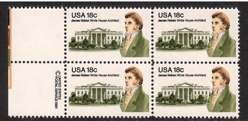 US # 1935 , James Hoban , F-VF OG NH Copyright Block of 4 - I Combine S/H 