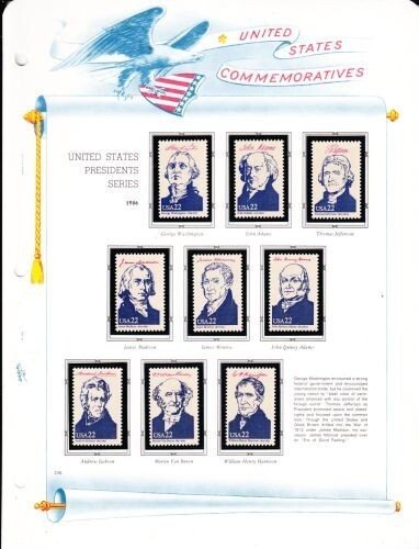 U S 1986 Ameripex Presidents Mint NH Set on White Ace Album Pages - 4 Scans