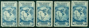 SCOTT # 733, BYRD ANTARCTIC ISSUE, MINT, OG, NH, 5 STAMPS, GREAT PRICE!