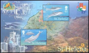 St. Helena 2001 Sc 761 Dolphins Year of the Snake CV $10