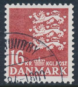 Denmark Scott 718 (AFA 777), 16kr State Seal, F-VF used