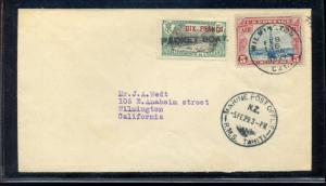 1929 Tahiti to California Marine Post Packet Boat Dual Stamp Cover CERT(C11-z49)